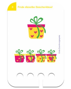 Beispielkarte - Erste Zuordnungsspiele: Finde dieselbe Geschenkbox!