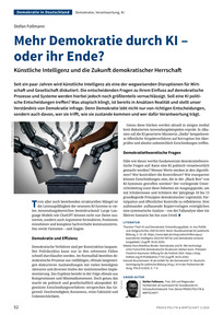 Produktabbildung zu Mehr Demokratie durch KI oder ihr Ende? - Künstliche Intelligenz und die Zukunft demokratischer Herrschaft