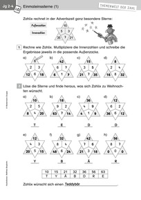 Produktabbildung zu Themenwelt der Zahl: Einmaleinssterne - Lösungen - Monatsspecial Dezember 2019