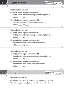 Produktabbildung zu Themenwelt der Zahl: Aufgabe der Woche 39/2016 - Zahlen und Operationen: Zahlenrätsel (ZR bis 25) zu allen Rechenoperationen