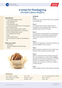 Produktabbildung zu A recipe for Thanksgiving - Kopiervorlage (Rezept)