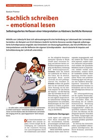 Produktabbildung zu Sachlich schreiben - emotional lesen - Selbstreguliertes Verfassen einer Interpretation zu Kästners Sachliche Romanze