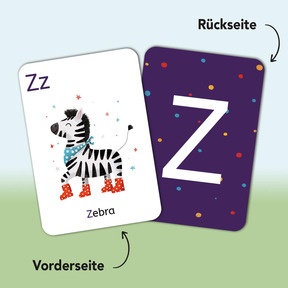 Kartenset mit 30 Buchstaben- und 10 Zahlenkarten