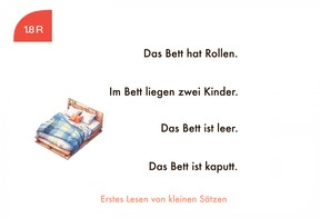 Beispielkarte: Erstes Lesen von kleinen Sätzen