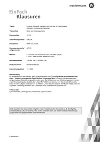 Produktabbildung zu Lyrik der Romantik, Vergleich mit Lyrik des 20. Jahrhunderts (Vergleich motivgleicher Gedichte) | Motiv des Unterwegs-Seins - Karoline von Günderrode: Der Luftschiffer (1804) Else Lasker-Schüler: Weltflucht (1902)