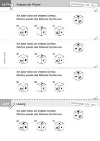 Produktabbildung zu Themenwelt der Zahl: Aufgabe der Woche 02/2019 - Raum und Form: Kopfgeometrische Aufgabe zu Würfelflächen (Drehen eines Würfels im Kopf)