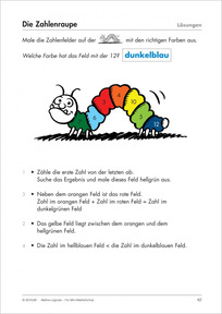 Mathe-Logicals für Mini-Mathefüchse: Lösung "Zahlenraupe"