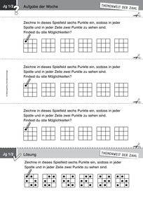 Produktabbildung zu Themenwelt der Zahl: Aufgabe der Woche 03/2016 - Muster und Strukturen: Anordnungen im Punktegitter (Klasse 1/2)