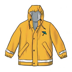 Vocabular Kleidung und Accessoires - Beispielkarte Regenjacke