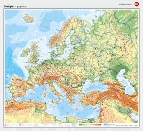 Europa - physisch (mit Küste Nordafrikas)