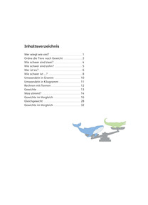 Grüezi miniLÜK Gewichte - Inhaltsverzeichnis
