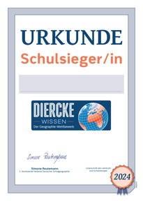 Produktabbildung zu Urkunde: Schulsieger/-in (1. Platz) - Diercke WISSEN 2024
