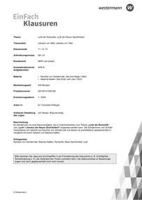 Produktabbildung zu Lyrik der Romantik, Lyrik der Neuen Sachlichkeit | Literatur um 1800, Literatur um 1900 - Karoline von Günderrode: Die eine Klage (1804) Mascha Kaléko: Das Ende vom Lied (1933)