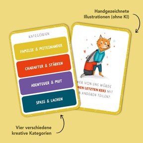 Vier verschiedene Karten-Kategorien sorgen für Spass und Abwechslung!