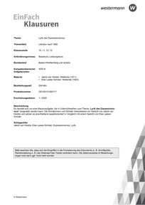 Produktabbildung zu Lyrik des Expressionismus | Literatur nach 1900 - Jakob van Hoddis: Weltende (1911) Else Lasker-Schüler: Weltende (1903)