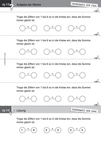 Produktabbildung zu Themenwelt der Zahl: Aufgabe der Woche 21/2017 - Zahlen und Operationen: Addieren bis 10/Summanden richtig einsetzen (Klasse 1/2)