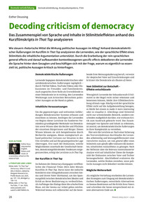 Produktabbildung zu Decoding criticism of democracy - Das Zusammenspiel von Sprache und Inhalte in Stilmitteleffekten anhand des Kurzfilmskripts In That Top analysieren