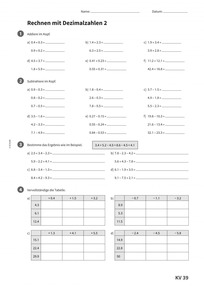 Flex und Flo 5: Kopiervorlage 39 - Rechnen mit Dezimalzahlen 2