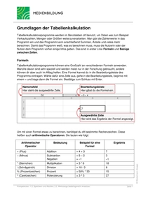 Produktabbildung zu Grundlagen der Tabellenkalkulation - Arbeitsblatt zur Medienbildung