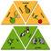 Beispielkarten zu Spiel 1 «Animals» (grün) und Spiel 2 «Food» (gelb)