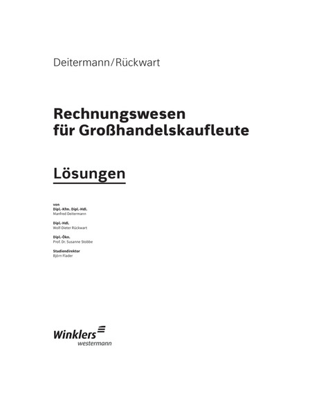 Rechnungswesen für Großhandelskaufleute - Lösungen - 10. Auflage 2018 ...