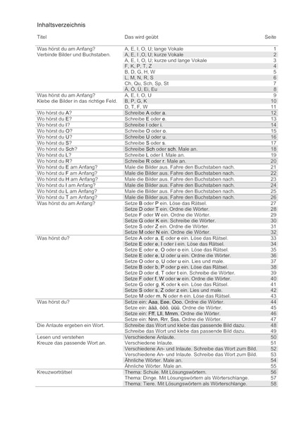 Laute hören - Buchstaben schreiben - Erste Übungen zu An-, In- und
