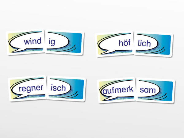 Wortbaustelle Adjektive - Wortendungen -lich, -ig, -isch, -los, -haft