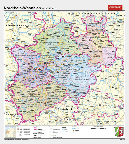 Nordrhein-Westfalen - Vorderseite physisch / Rückseite politisch