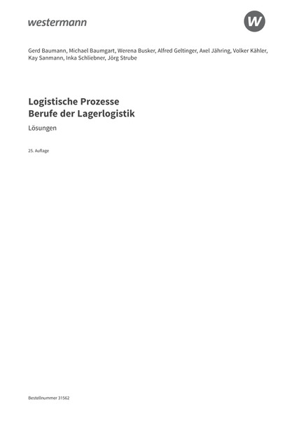 Logistische Prozesse - Berufe der Lagerlogistik - Lösungen Download