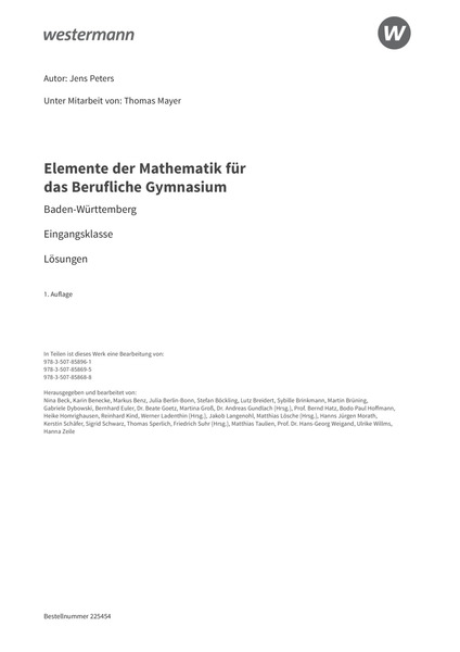 Elemente der Mathematik für berufliche Gymnasien - Ausgabe 2022 für