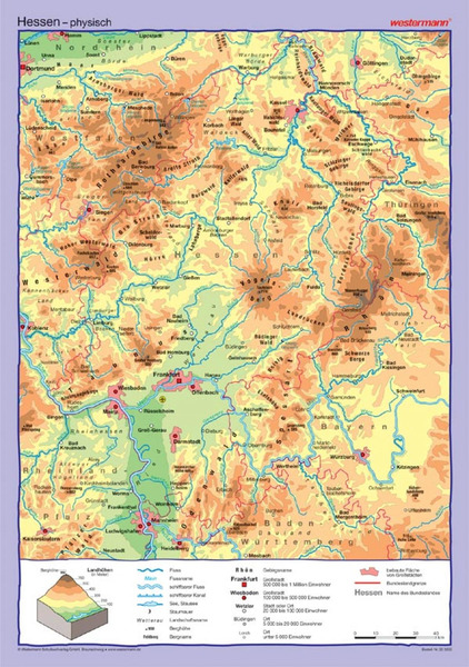 Posterkarten Geographie - Hessen: physisch / politisch: Diercke Webshop