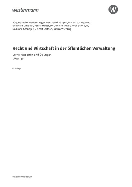 Ausbildung in der öffentlichen Verwaltung - Recht und Wirtschaft