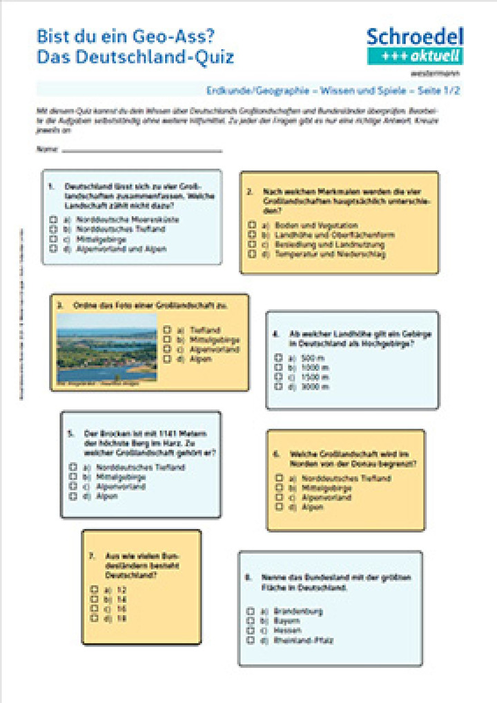 Bist du ein Geo-Ass? Das Deutschland-Quiz - - Erdkunde ab Klasse 5