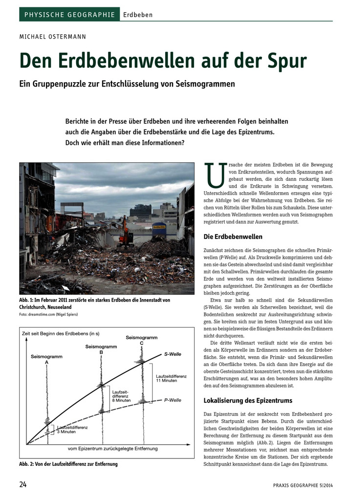 Den Erdbebenwellen auf der Spur - Ein Gruppenpuzzle zur ...