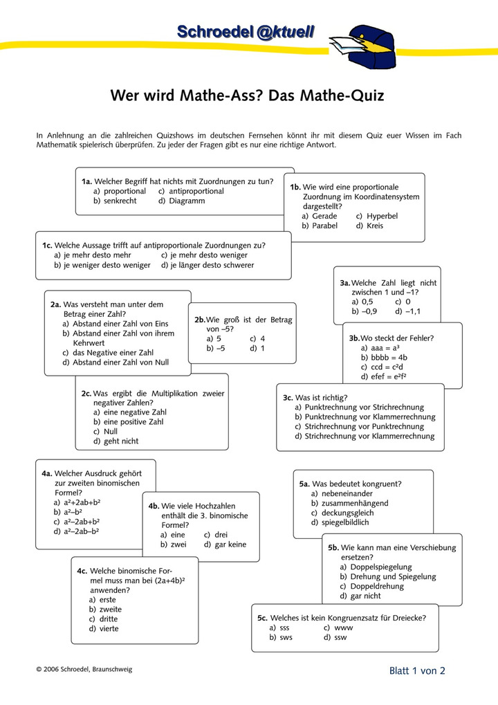 Wer wird Mathe-Ass? Das Mathematik-Quiz (2) - - ein Quiz zur Mathematik (ab Klasse 9): Verlage