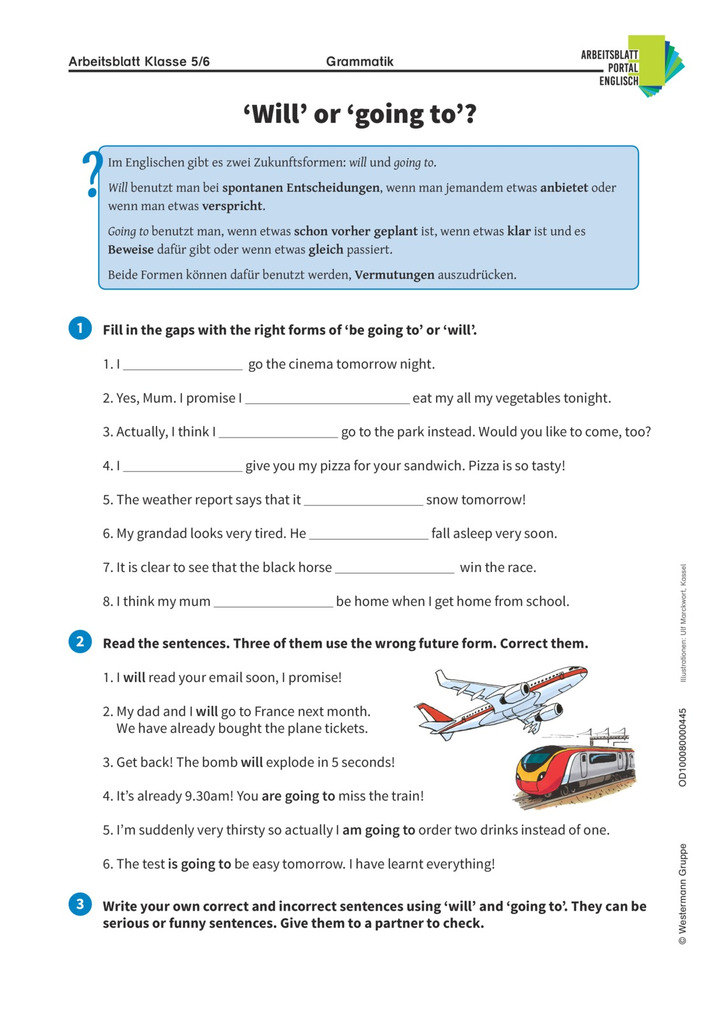 Will Oder Going To Future 'Will' or 'going to'? - Englisch-Arbeitsblatt zu den Zeitformen der