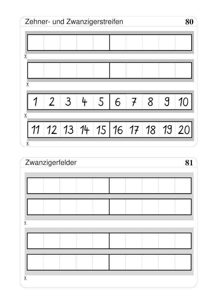 Zehnerstreifen, Zwanzigerstreifen, Zwanzigerfeld: Das