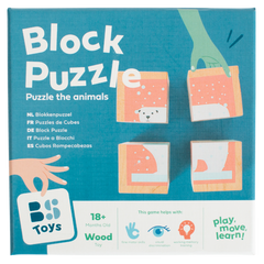 Block Puzzle - Niedliches 3D-Puzzle aus Holzklötzen mit Tiermotiven für Kleinkinder