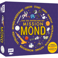Das XXL-Entdecker-Set – Mission Mond: 5 Modelle zum Selberbauen, Sachbuch, Experimente und Rakete - Erfahre alles über ein Leben auf dem Mond und baue das Raumschiff Orion, einen Mondrover u.v.m