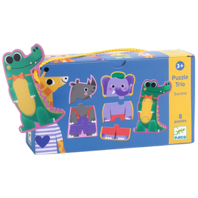 Lernspiel: Puzzle Trio - Savanne - Lernpuzzle ab 3 Jahren