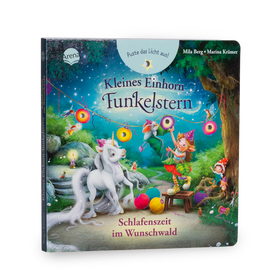 Kleines Einhorn Funkelstern. Puste das Licht aus! Schlafenszeit im Wunschwald
