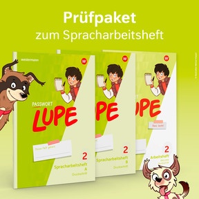 Produktabbildung zu PASSWORT LUPE - Sprachbuch und Spracharbeitsheft - Prüfpaket zum Passwort Lupe Spracharbeitsheft 2