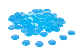 Produktabbildung zu Muggelsteine, blau-transparent - 100 St., aus RE-Plastic