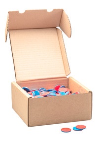 Produktabbildung zu Wendeplättchen aus RE-Plastic - 400 Stück, 25 mm, rot/blau