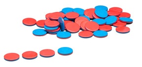 Produktabbildung zu Wendeplättchen aus RE-Plastic - 50 Stück, 25 mm, rot/blau