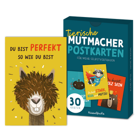 Produktabbildung zu Tierische Mutmacher Postkarten - für mehr Selbstvertrauen - Set mit 30 Karten (15 Motive x 2)