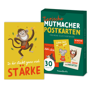 Produktabbildung zu Tierische Mutmacher-Postkarten 2 - Neue Motive für noch mehr Selbstvertrauen - Set mit 30 Karten (15 Motive x 2)