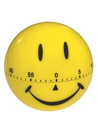 Produktabbildung zu Zeitdauer-Uhr, lachendes Gesicht, gelb, ca. 7 cm