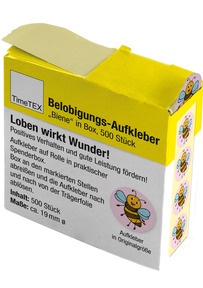 Produktabbildung zu Belobigungs-Aufkleber "Biene" in Spender-Box, 500 Stück