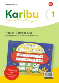 Produktabbildung zu Karibu - Ausgabe 2024 - Poster Schreib-Ufo in Schulausgangsschrift - Anlaute im Überblick (DIN A1)
